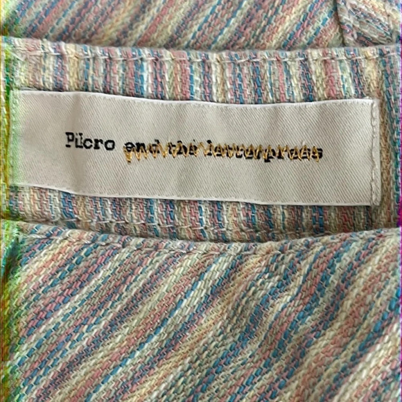 Pilcro and The Letterpress Cotton Button Front Striped Denim Skirt - Size 12 - Picture 4 of 8